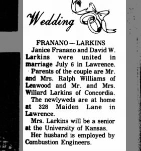 Marriage of Franano / Larkins