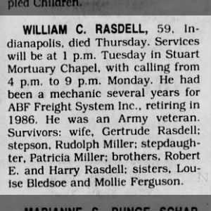 Obituary for WILLIAM C. RASDELL
