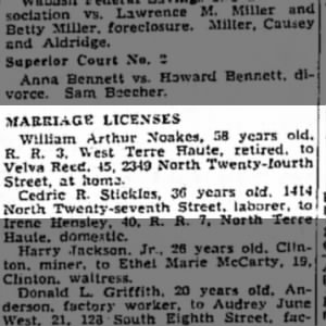 Noakes-Anderson marriage license notice
