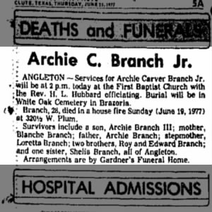 Obituary for Archie Carver Branch Jr.