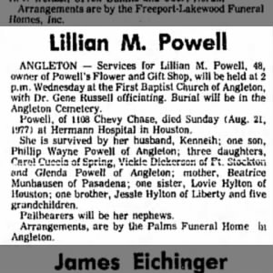 Obituary for Lillian M. Powell