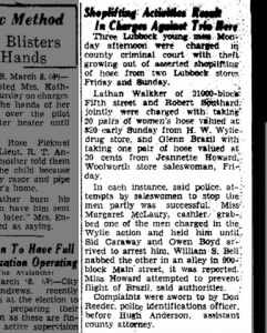 1937 March 9 Sid Assisted with Arrest of Shoplifter