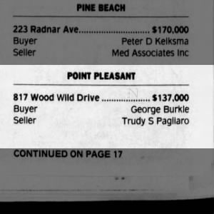 George Burkle — home buyer in Point Pleasant NJ