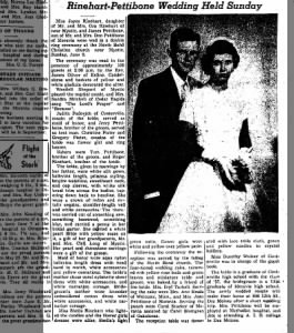 Marriage of Joyce Rinehart & James Pettibone