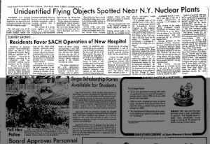 UFOs Spotted Near NY Nuclear Plant October 19 1976