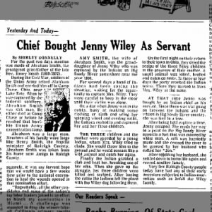 Jenny Wiley and Abraham Smith article from 7-13-1976 Beckley Post-Herald 