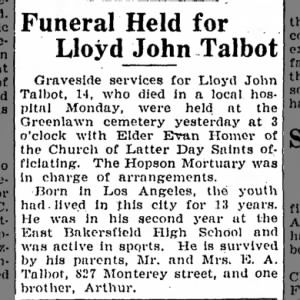 Lloyd John Talbot Obituary