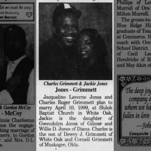 Marriage of Jones / Grimmett