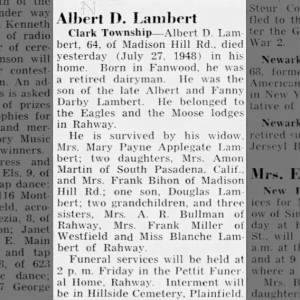 Obituary for Albert D. Lambert