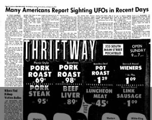 Many Americans report UFO sightings October 17 1973