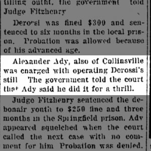 Alexander Ady charged with operating a still