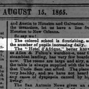 The Colored School The Times-Picayune August 15, 1865