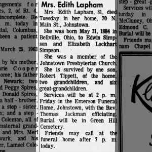 Obituary for Edith Lapham