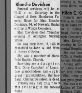 Obituary for Blanche Davidson