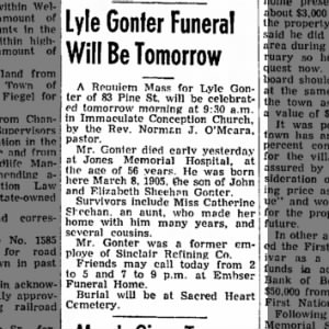 Wellsville Daily Reporter
Tue, Sep 12, 1961 ·Page 4 Lyle Gonter obit