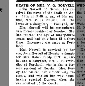Obituary for V. G. NORVELL