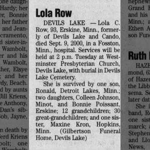 Obituary for Lola C. Row
