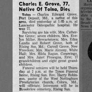 Obituary for Charles E. Grove