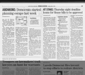2003, May 13 - Democrats walk out from Texas Legislation against redistricting areas in Texas