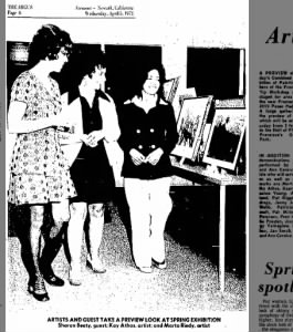 Sharon Beatty at Exhibition in Fremont Library - Wed 5 Apr 1972