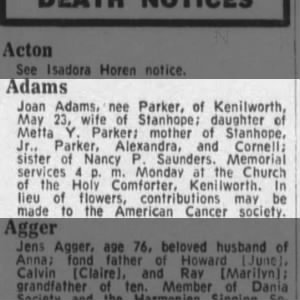 Obituary for Joan Adams