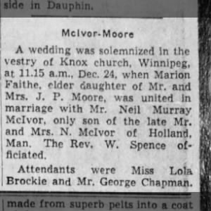Marriage of Faithe / Mclvor