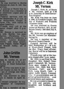 Obituary for Joseph C. Kirk