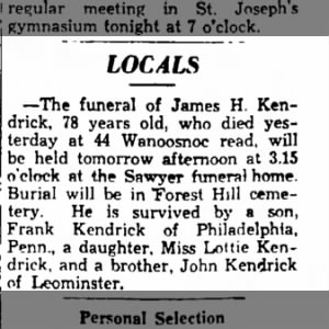 James H Kendrick Obituary