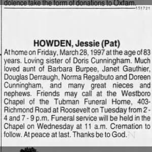Obituary for Jessie HOWDEN