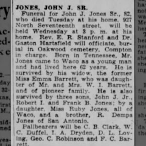 Obituary for JOHN J SR. JONES Sr.
