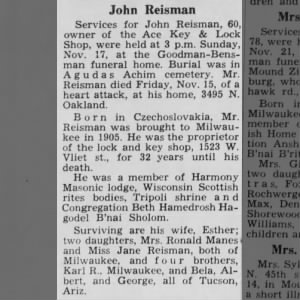 John Reisman Obituary