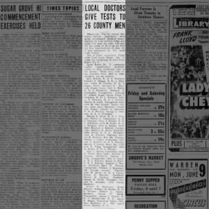 Local Doctors give tests to 26 Warren County Men
5 Jun 1941