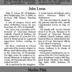 Obituary for John E. Lucas