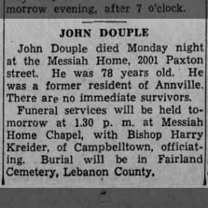 Obituary for JOHN DOUPLE