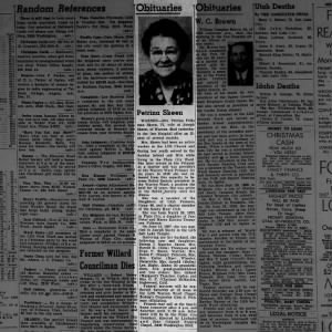 Petrina Folkman Skeen - Obituary, 10 December 1953