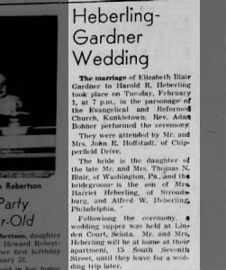 Marriage of Gardner / Heberling