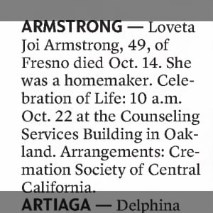 Obituary for Loveta Joi ARMSTRONG