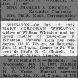 Obituary for MARY CORCORAN