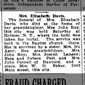 Elizabeth Davis Funeral