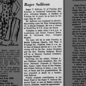 Obituary for Roger T. Sullivan
