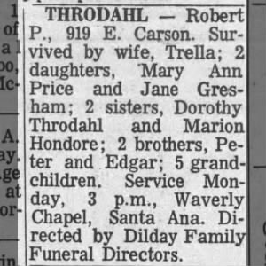 Obituary for Robert P. THRODAHL