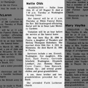 1982-03-11 - Nellie Irene Hohenbary Olds - Obituary - The Pantagraph IL, Page 55