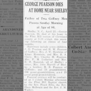 Obituary for GEORGE PEARSON