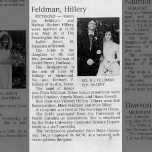 Marriage of Feldman / Hillery