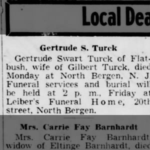 Obituary for Gertrude Swart Turck