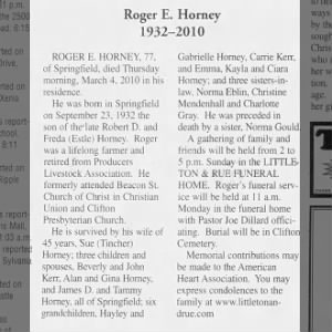 Obituary for Roger E Horney