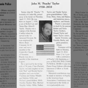 Obituary for John M Peachy