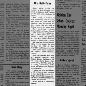 Corby, Nell ‘Nellie’ (nee DeForest) Obituary 05 Mar 1964