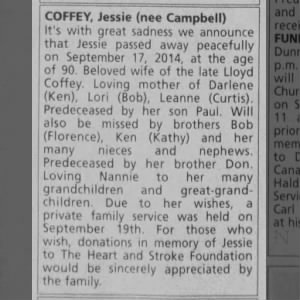 Jessie Coffey (Campbell) Obituary