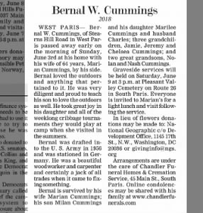Obituary for Bernal W. Cummings